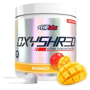 EHP Labs OxyShred mango flavored fat burner supplement boosts metabolism, energy, and helps with weight loss.