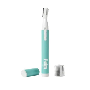 The palmperfect personal hair trimmer offers painless hair removal for delicate areas like the face and bikini line, and includes an eyebrow trimming attachment for precise grooming.