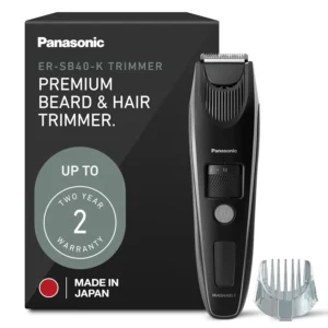 This Panasonic beard trimmer for men offers cordless operation, 19 adjustable settings for precision trimming, and washable design.