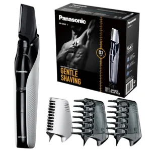 The Panasonic body trimmer is an all-in-one electric razor for men, featuring hypoallergenic blades, multiple attachments, and wet/dry convenience for gentle and precise grooming of body hair.