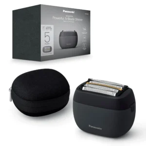 The Panasonic 5-blade electric shaver for men provides a close and comfortable wet or dry shave with its responsive beard sensor and Japanese stainless-steel blades, and includes a USB-C charging cable and carry case.