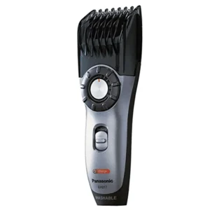 Close-up of the Panasonic ER217S rechargeable and washable beard trimmer, made in Japan.