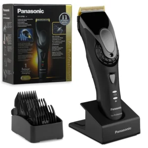 The Panasonic ER-GP80 professional hair clipper features X-taper blades, a fast linear motor, and adjustable length settings for precise and smooth cutting.
