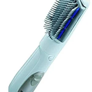 The Panasonic EHKA31 hair straightener set includes a blow brush, roller brush, and air iron, operating at 220-240V with a noise level of 59 dB in dry mode.