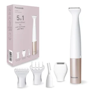 The Panasonic 5-in-1 women's multi-grooming kit includes a body trimmer, bikini shaver, and multiple attachments for safe and gentle hair removal.