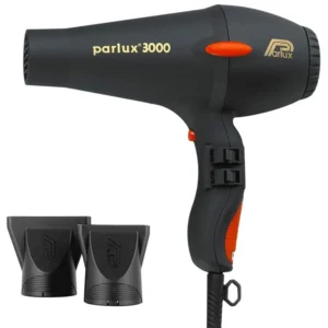 This Parlux 3000 hair dryer features a lightweight, ergonomic design with multiple heat and speed settings, a cool shot button, durable construction, and a rubberized finish for a better grip and comfortable styling.