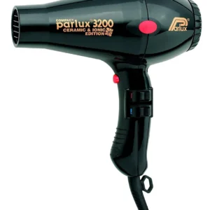 A lightweight Parlux 3200 ceramic ionic hair dryer with multiple speed and heat settings provides shiny, healthy hair.
