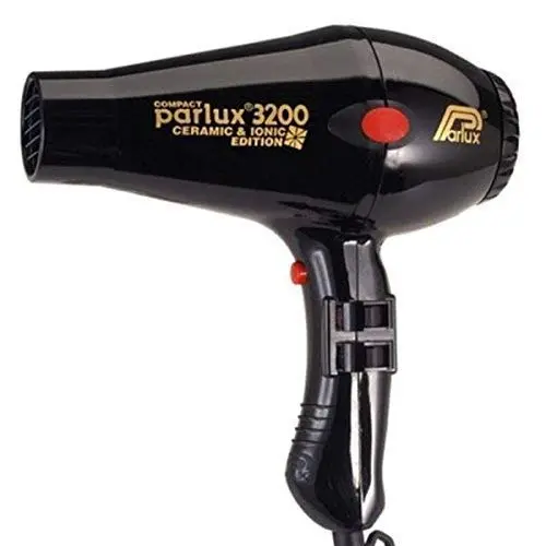 A lightweight Parlux 3200 ceramic ionic hair dryer with multiple speed and heat settings provides shiny, healthy hair.