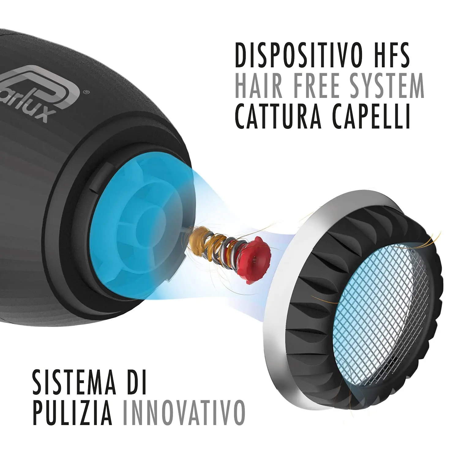 The Parlux Alyon Black Hair Dryer, a 2250-watt professional hair dryer with air ionizer, quickly dries hair while preserving natural moisture.