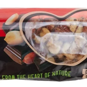 A Bayara peanut butter and dark chocolate energy bar, packed with 7g of protein and fiber, made in the UAE with no artificial additives.