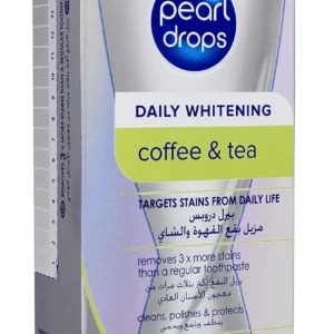 Pearl Drops Coffee & Tea 4D Whitening Toothpaste helps remove stains from coffee and tea consumption while freshening breath and preventing future stains.