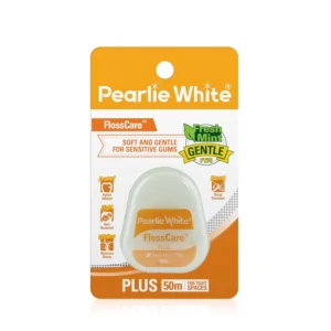 Pearlie White Flosscare dental floss helps kill bacteria between teeth and gums.