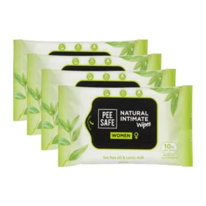 Peesafe natural intimate wipes for women provide gentle cleansing, odor control, and on-the-go freshness without alcohol, SLS, or parabens.