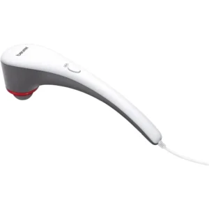 The Beurer MG55 handheld percussion massager offers deep tissue relief with adjustable intensity and optional heat, targeting muscle pain and promoting relaxation with three interchangeable massage heads.