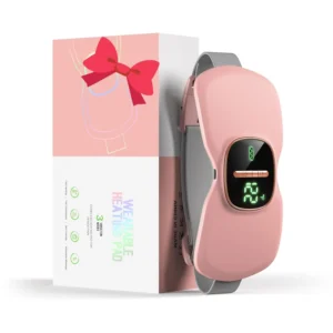 Cordless menstrual heating pad offers portable pain relief for period cramps, back, or belly, featuring adjustable temperature, vibration modes, and a comfortable ergonomic design, making it an ideal gift for women and girls.