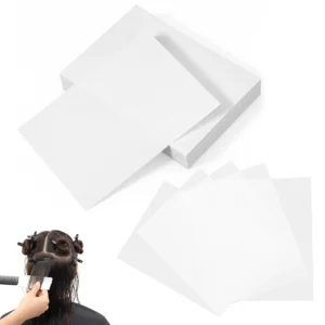A stack of 400 white perm papers used for protecting hair during hot or cold perms in salons or at home.