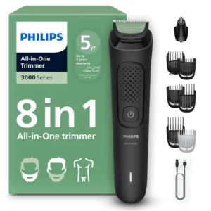 The Philips MG3940/15 all-in-one trimmer with multiple attachments for beard, hair, nose, and body grooming provides a complete trimming solution with adjustable length settings and a long-lasting battery.