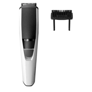 Philips Series 3000 beard trimmer BT3206/14 with skin-friendly stainless steel blades, adjustable length settings, and cordless operation for up to 45 minutes of use.