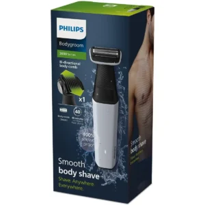 Philips Body Groomer BG3007/01 for safe body shaving and trimming with a 3mm comb, contour following shaver, 40 minutes cordless use, and USB-A charging.