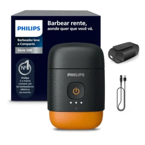 This portable Philips electric shaver features Lift & Cut system, SteelPrecision blades, 3D Floating Heads, and is suitable for wet and dry shaves.