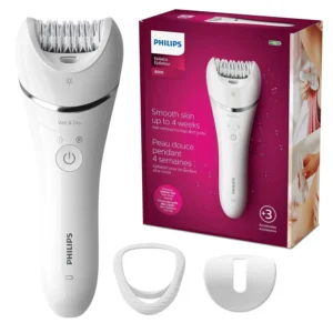 The Philips Epilator Series 8000 offers smooth, painless hair removal, catching hairs as short as 0.5mm, and comes with three accessories.