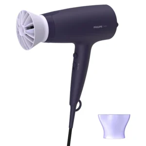 The Philips BHD340/10 hair dryer is a 2100W household tumble dryer with 6 adjustable speed and wind temperature levels.