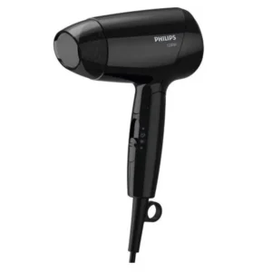This Philips Essential Care 1200W hair dryer features a foldable handle, ThermoProtect temperature setting, and multiple speed settings for gentle, efficient drying.
