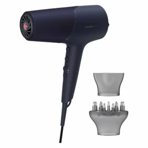 The Philips 5000 Series hair dryer features ThermoShield technology and 2300W power for fast, shiny hair with precise heat and speed control.