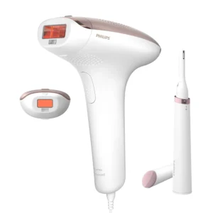 The Philips Lumea IPL hair removal device offers safe and effective at-home treatments developed with dermatologists, suitable for various skin and hair types, even on sensitive areas, and includes a precision attachment for facial use.