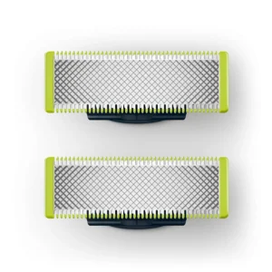 This pack contains two Philips OneBlade replacement blades, each lasting up to 4 months with regular use, compatible with all OneBlade handles for trimming, edging, and shaving.
