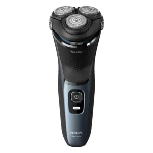The Philips Shaver 3000 Series electric shaver features 5D Pivot & Flex heads, PowerCut blades, and allows for wet or dry shaving.