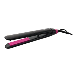 The Philips StraightCare Essential hair straightener heats up in 60 seconds, featuring 100mm long plates and a 220°C maximum temperature with two settings.
