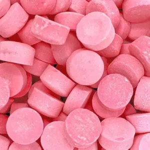 A five-pound bag of pink wintergreen lozenge mints from Bayside Candy, perfect for sharing or gifting.