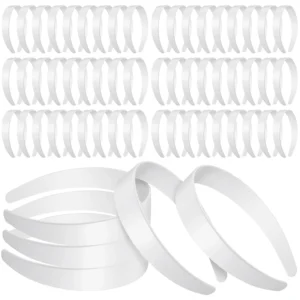 Twenty plain white plastic headbands, each one inch wide and toothless, perfect for crafting and DIY hair accessories for women and girls.