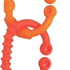 Colorful Playgro Loopy Links baby toy with varying textures, perfect for teething and attaching to strollers for on-the-go sensory and fine motor skill development.