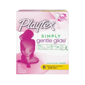 Playtex Simply Gentle Glide regular absorbency tampons with a comfort shape applicator offer gentle and reliable protection you can trust.