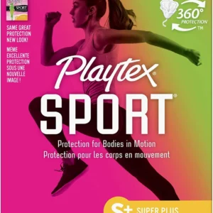Playtex Sport Super Plus absorbency tampons feature a custom-fit 360-degree design, contoured applicator with no-slip grip, and anti-leak backup layer for incredible comfort and leak protection.