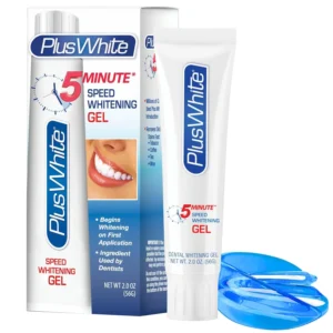 Plus White 5 Minute Whitening Kit with comfort fit mouth tray provides fast and effective at-home teeth whitening that's gentle and enamel safe.