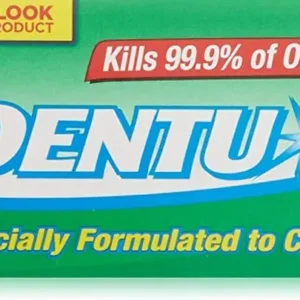 A tube of Polident Dentu Creme denture cleansing toothpaste for cleaning dentures.