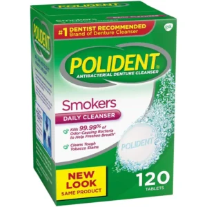 Six packs of Polident denture cleaner tablets for smokers.