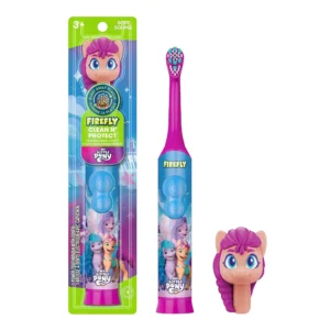 Firefly My Little Pony electric toothbrush featuring a fun character design and antibacterial cover, encouraging kids to brush.
