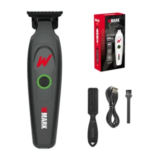 WMARK professional hair sculpting trimmer for fades, line-ups and beard designs, featuring a high-speed 7000RPM motor and titanium blades with LED battery indicator.