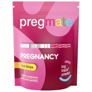 Accurate Pregmate pregnancy test strips providing early and reliable detection with a sensitivity of 25 miu/ml, offering ease of use and peace of mind.