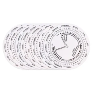 This pregnancy wheel calculator made of durable ABS material helps determine the probable ovulation, implantation, and expected due date.