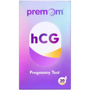This image shows Premom pregnancy test strips, an easy to use and accurate early detection kit for women trying to conceive, offering clear results in just 3-5 minutes with the support of the Premom app.