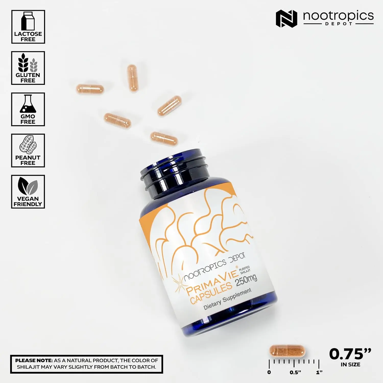 A bottle of PrimaVie Shilajit capsules, an Ayurveda supplement that supports mitochondrial function, boosts energy, and increases exercise endurance.