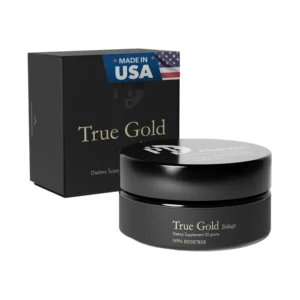 A jar of Pürblack Live Resin True Gold Shilajit, an American-made mineral supplement rich in over 80 potent minerals, antioxidants, and adaptogens for natural performance enhancement and healthy aging.