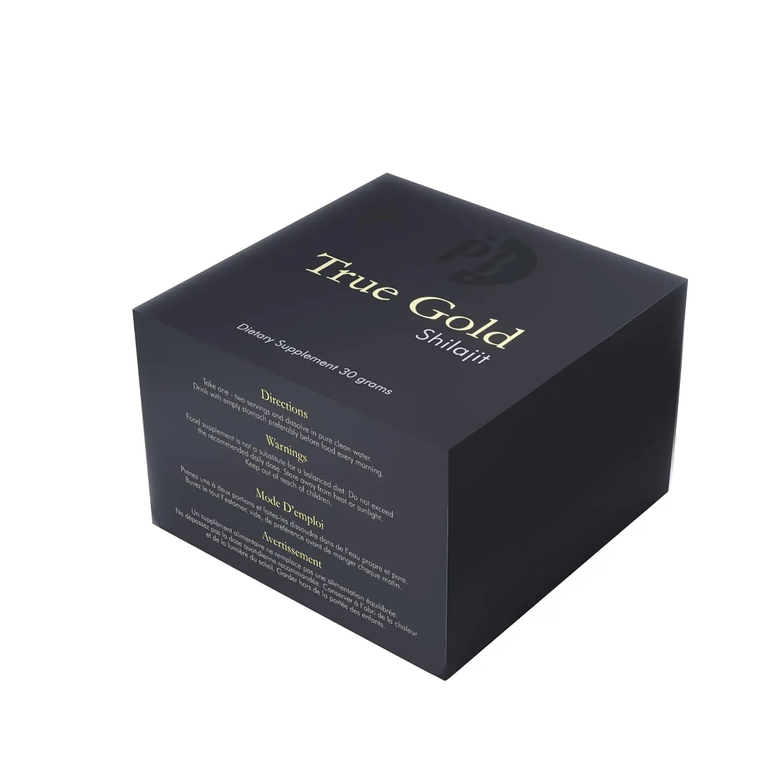 A jar of Pürblack Live Resin True Gold Shilajit, an American-made mineral supplement rich in over 80 potent minerals, antioxidants, and adaptogens for natural performance enhancement and healthy aging.