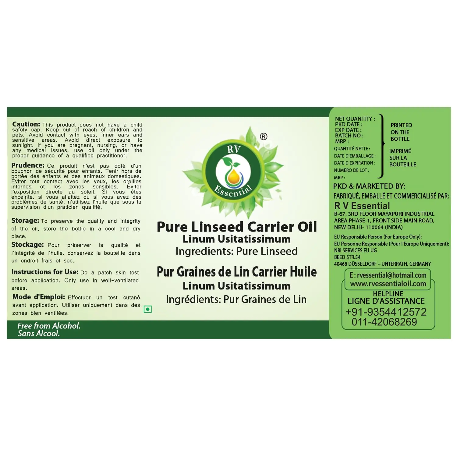 A bottle of pure linseed oil, cold pressed to guarantee purity and certified quality from a reputable brand.