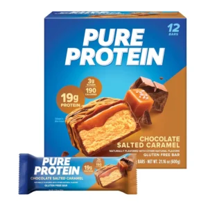 A pack of twelve Pure Protein Bars provides nutritious, gluten-free, low-sugar snacks with collagen and naturally occurring BCAAs to support energy, intermittent fasting, and weight management.